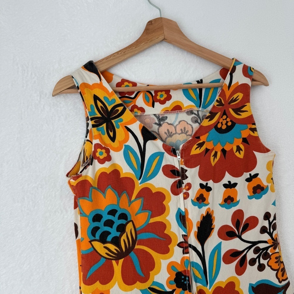 Cherie of California women vintage 70s canvas hippie butterfly floral maxi dress - Picture 5 of 11